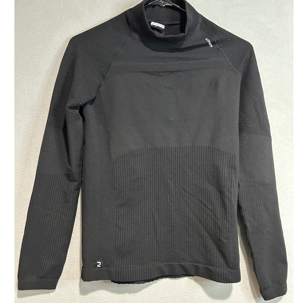 Decathlon Kiprun Running Top Mens Medium Black Mock Neck Performance Athletic